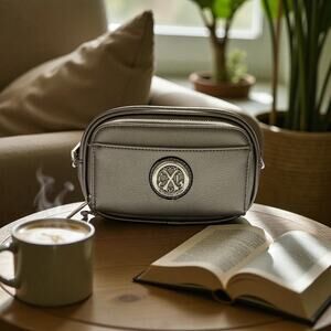 CXL by Christian Lacroix Eve Pebble Camera Bag Pewter Silver NWT w/ Mini Pouch